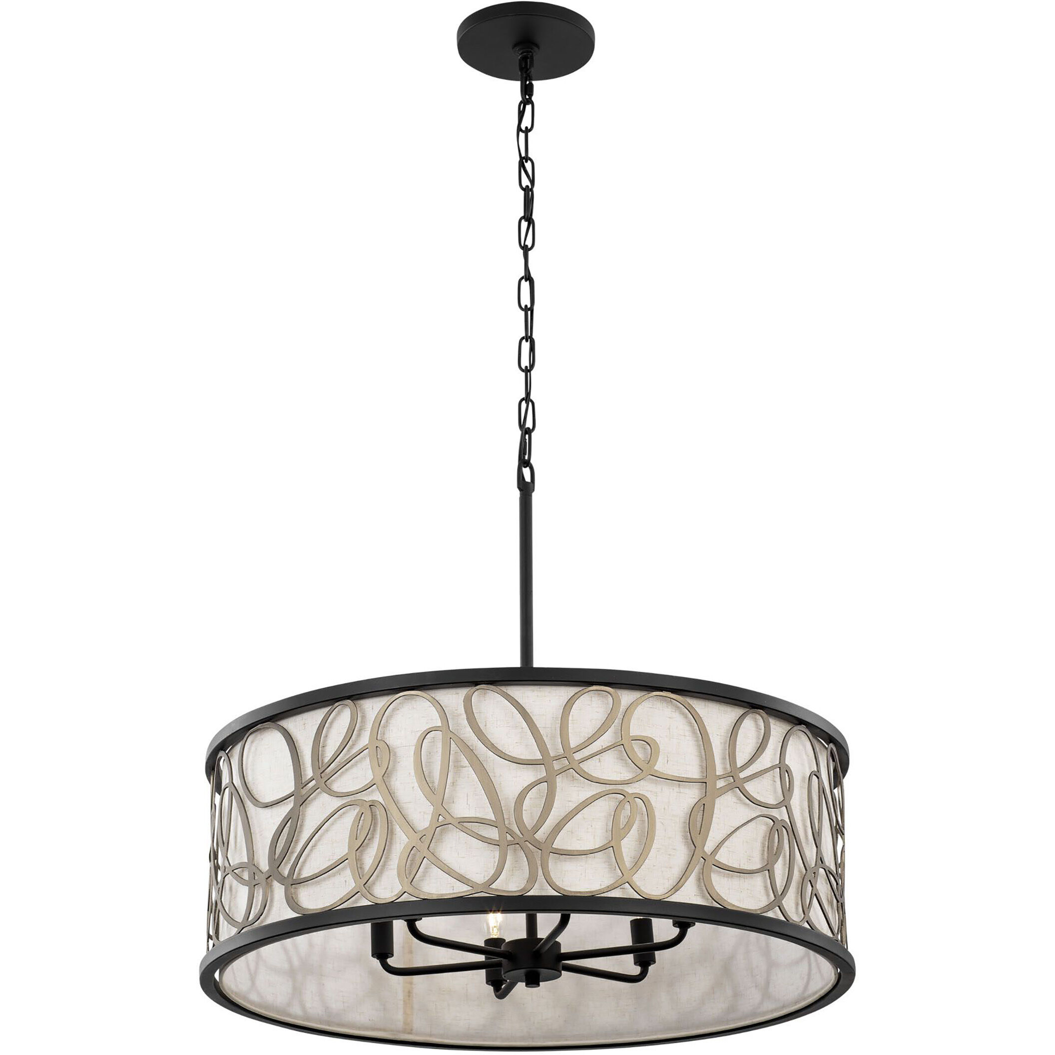 Scribble 6 Light 28 inch Matte Black Pendant Ceiling Light, Smithsonian Collaboration