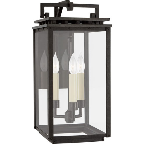 Chapman & Myers Cheshire 3 Light 16 inch Aged Iron Outdoor Bracketed Wall Lantern, Small