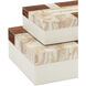 1940s 9 inch Beige and Brown and Ivory and Natural Boxes, Set of 2