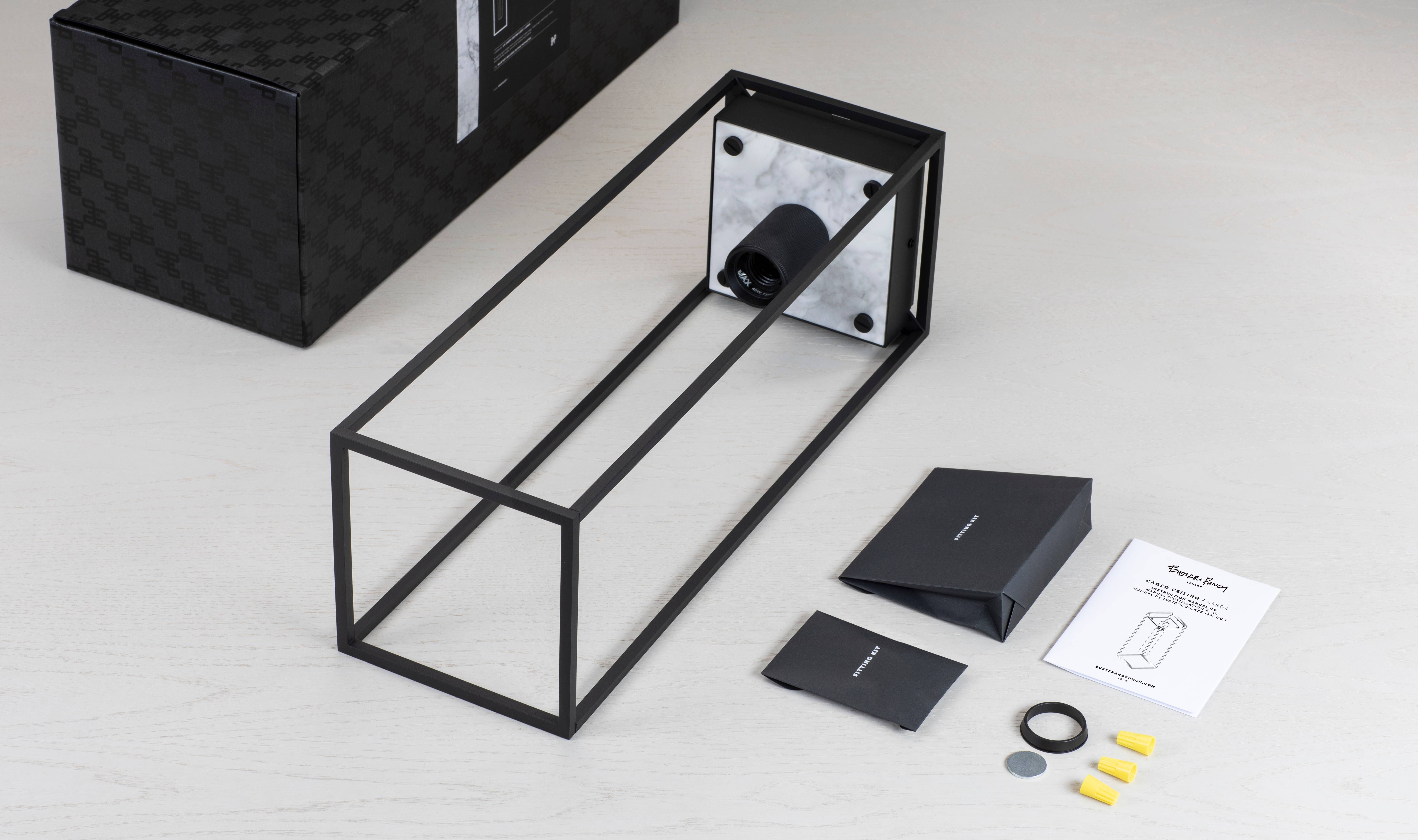 Caged 1 Light 6.69 inch Black Marble Semi-Flush Mount Ceiling Light