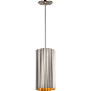Marie Flanigan Rivers LED 7 inch Polished Nickel Fluted Pendant Ceiling Light, Small