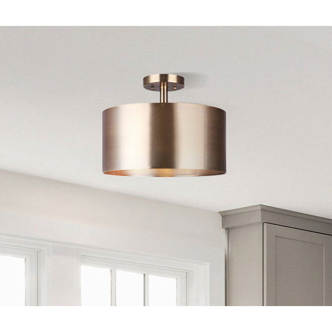 Lola 3 Light 15 inch Gold Semi Flush Ceiling Light