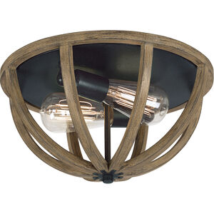 Sean Lavin Allier 2 Light 13 inch Weathered Oak Wood / Antique Forged Iron Flush Mount Ceiling Light