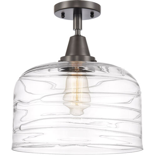 Franklin Restoration Bell LED 12 inch Oil Rubbed Bronze Flush Mount Ceiling Light in Clear Deco Swirl Glass
