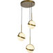 Globo Multi Light Pendant Ceiling Light in Satin Gold, Acrylic Shade