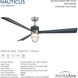 Nauticus 65 inch Brushed Nickel Wet with Navy Blades Smart Indoor/Outdoor Ceiling Fan