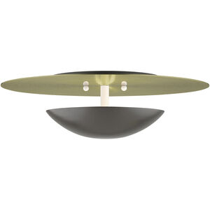 Ventura 2 Light 15 inch English Bronze with Antique Brass Reflector Semi-Flush/Wall Sconce Ceiling Light, Large
