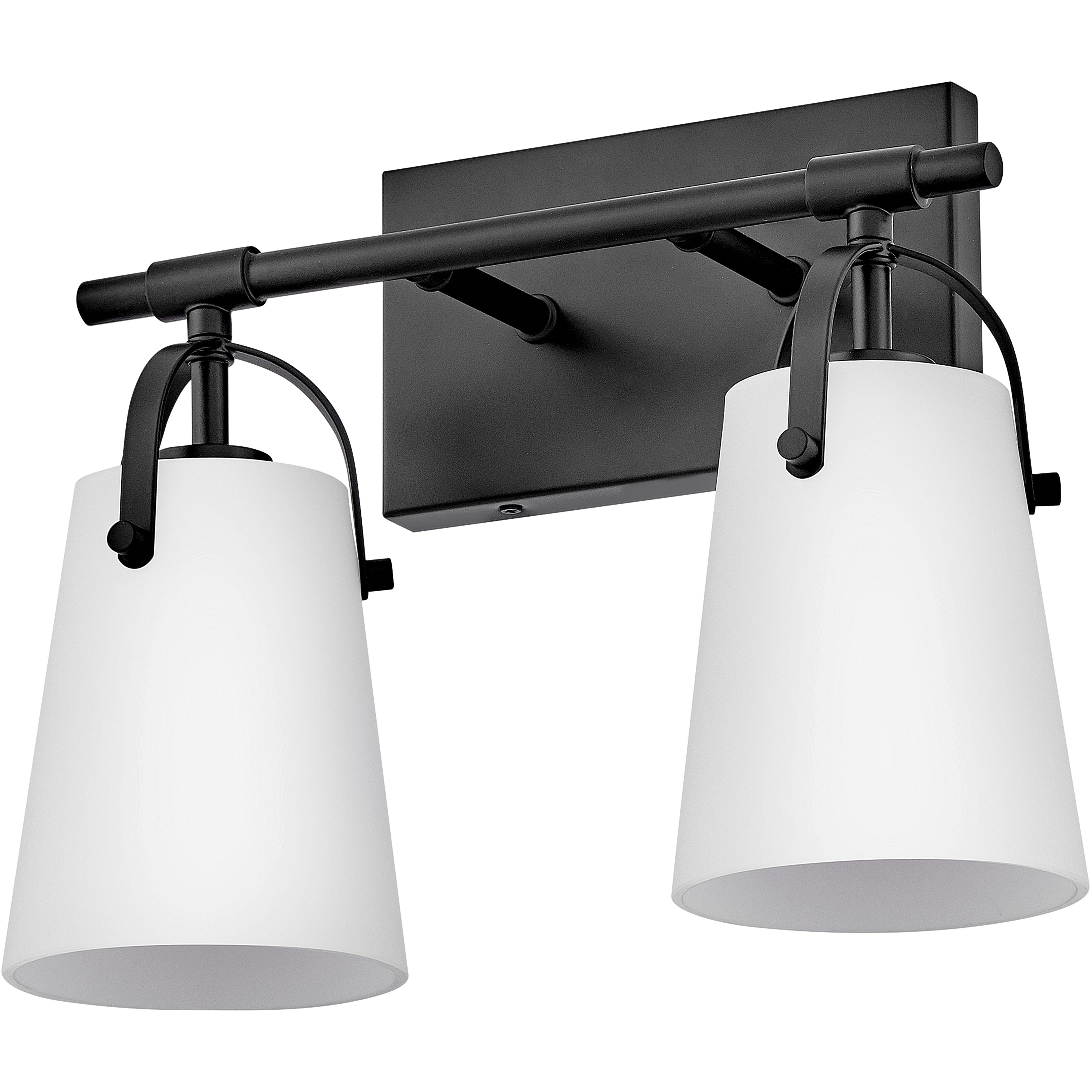 Foster 2 Light 13.75 inch Black Bath Light Wall Light in Etched Opal