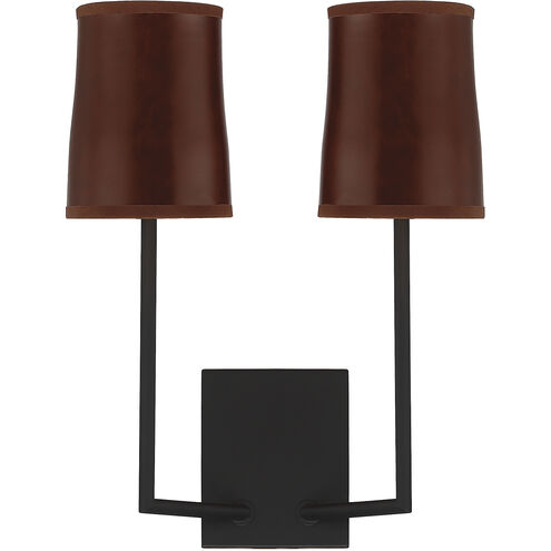 Mission 2 Light 12 inch Matte Black Wall Sconce Wall Light