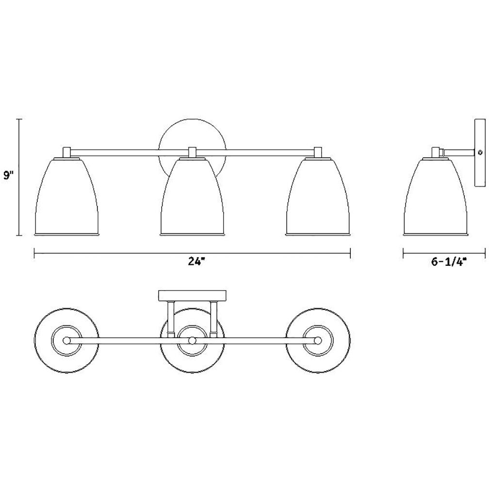 Biba 3 Light 24 inch Brushed Gold Vanity Light Wall Light