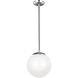 Leo - Hanging Globe 1 Light 10 inch Satin Aluminum Pendant Ceiling Light