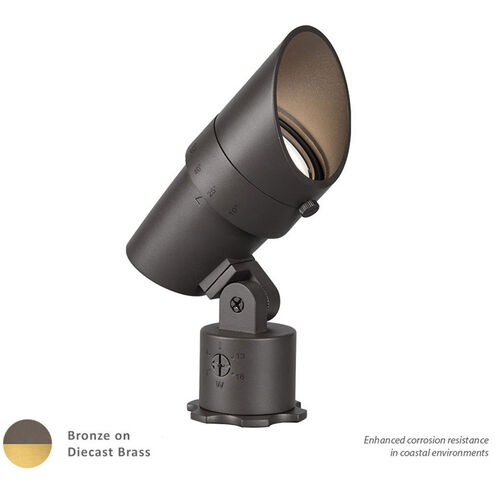Tyler Solid Brass Coated in Bronze 14.5 watt LED Spot and Flood Lighting in Bronzed Brass, WAC Landscape