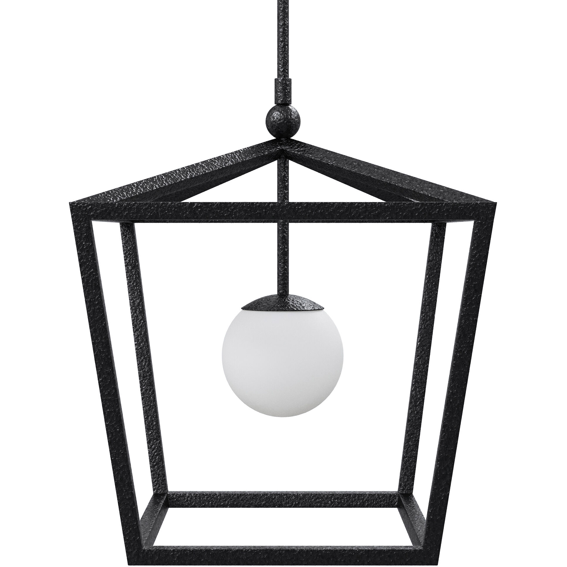Denison 1 Light 18 inch Black/Frosted White Outdoor Lantern Pendant, Medium