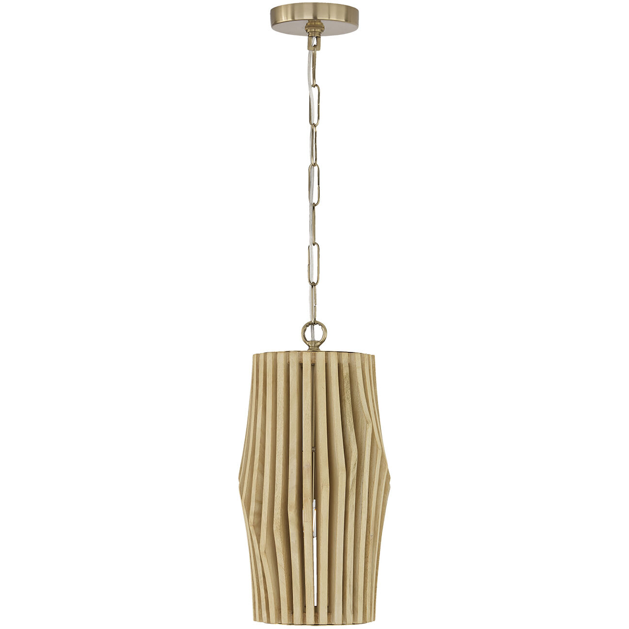 Archer 1 Light 8.75 inch Blonde Wood and Matte Brass Pendant Ceiling Light