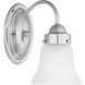 Fluted Glass 1 Light Polished Chrome Bath Vanity Wall Light in Etched Fluted