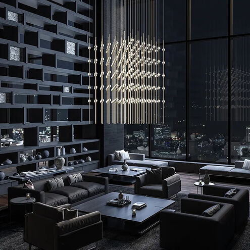 Constellation Cosmic Cube LED 30 inch Satin Nickel Chandelier Ceiling Light in 2700K, 20 ft. Cord, White Optical Acrylic