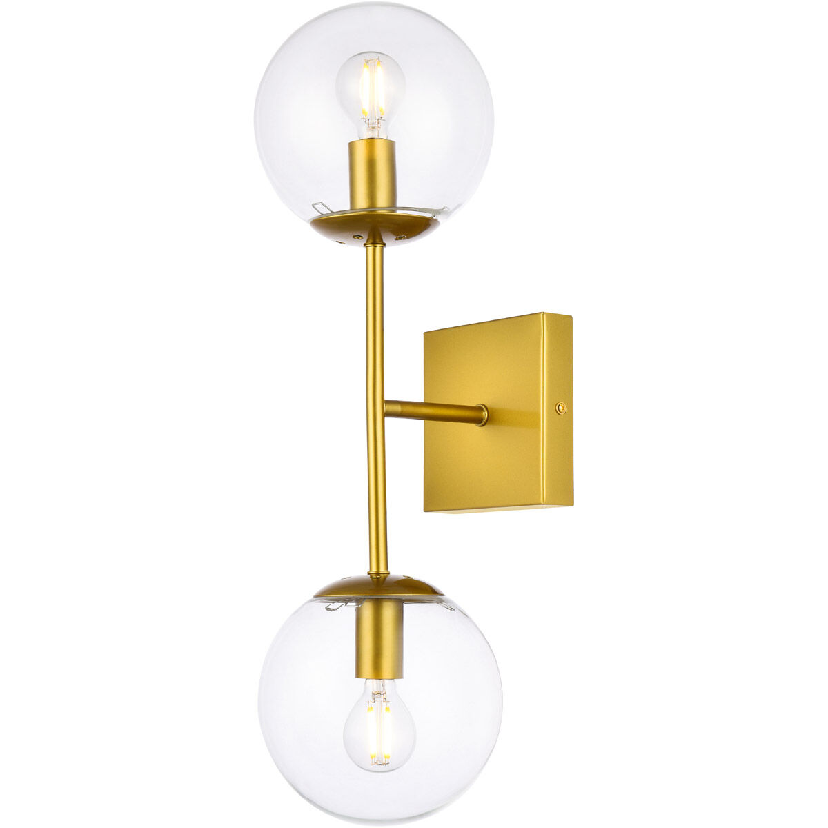 Neri 2 Light 7 inch Brass Bath Sconce Wall Light