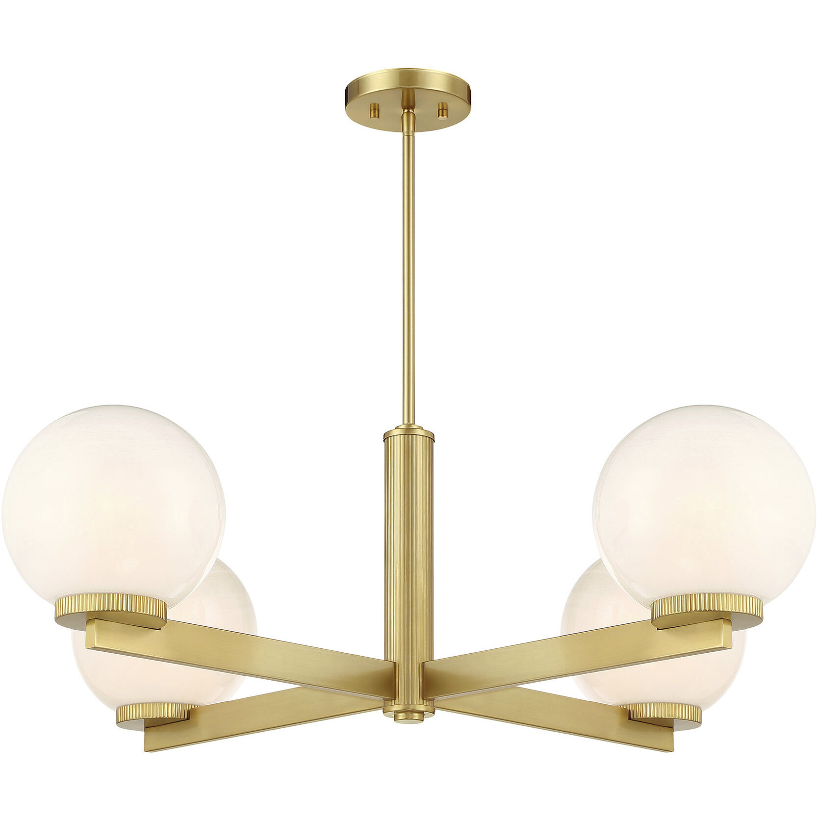 Modern 4 Light 38 inch Natural Brass Chandelier Ceiling Light