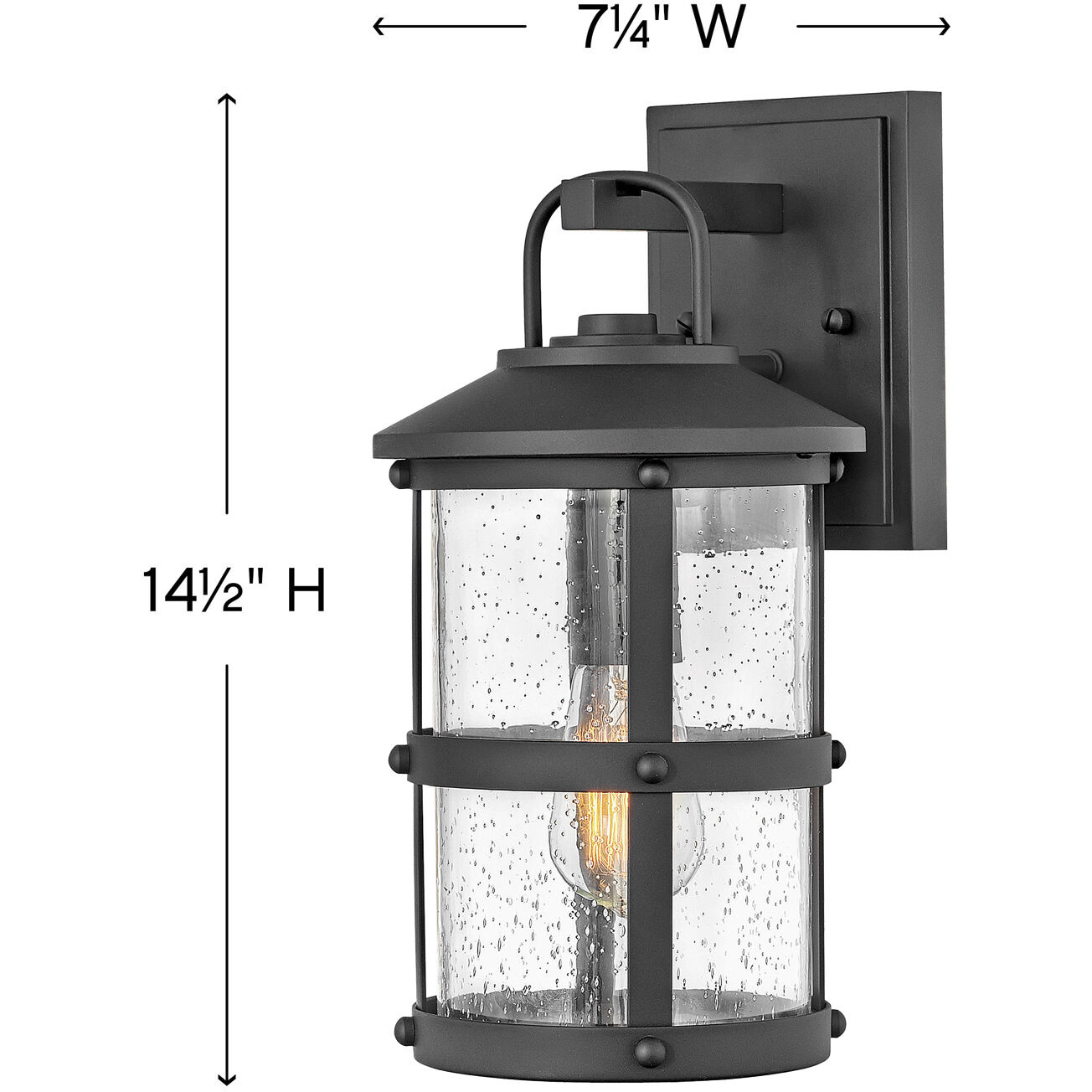 Estate Series Lakehouse LED 15 inch Black Outdoor Wall Mount Lantern, Small