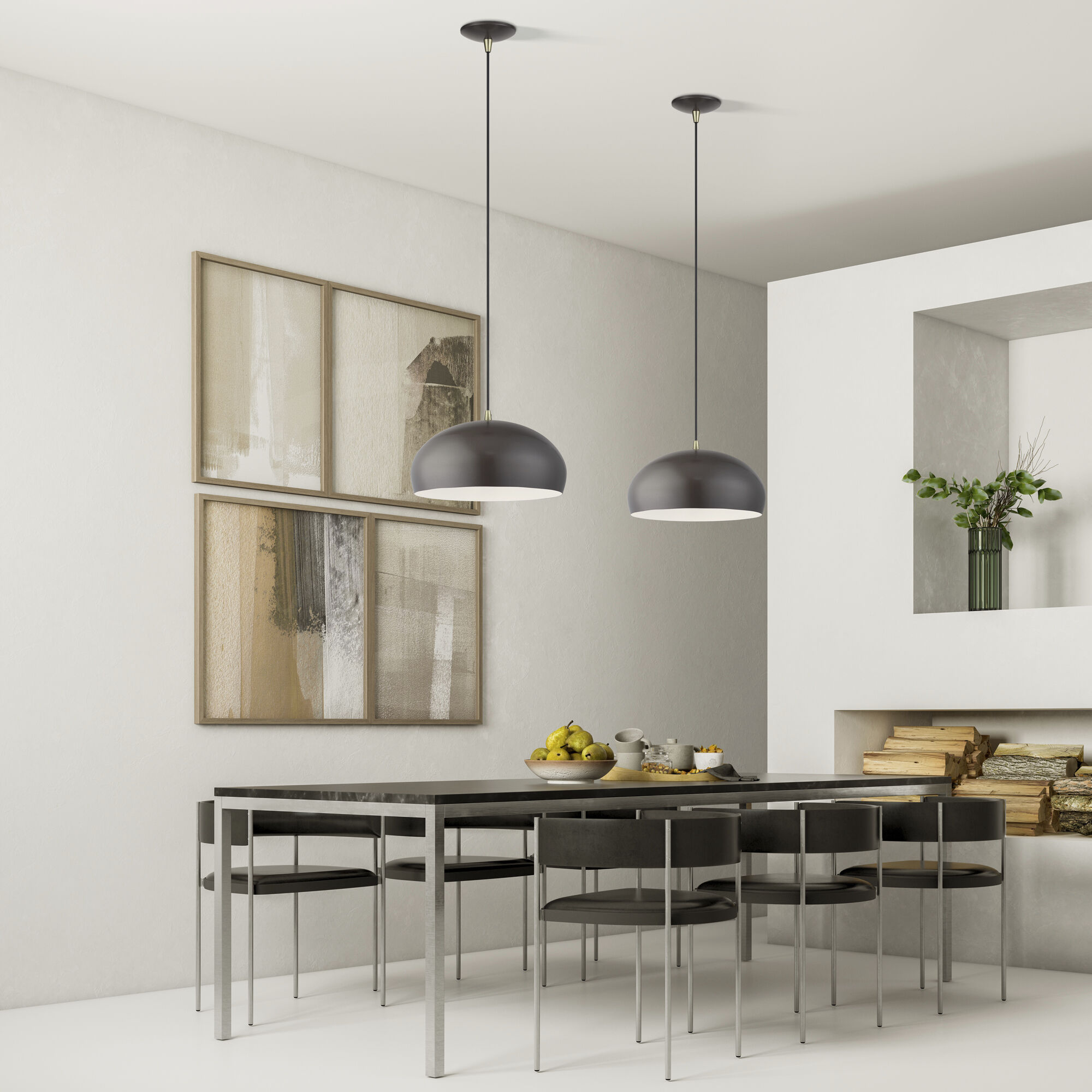 Domma 1 Light 14 inch English Bronze with Antique Brass Accents Pendant Ceiling Light