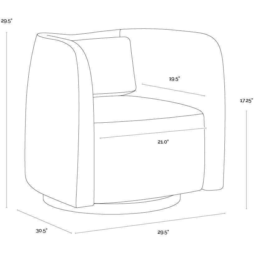 Emilie Nubuck Tan Leather Swivel Lounge Chair
