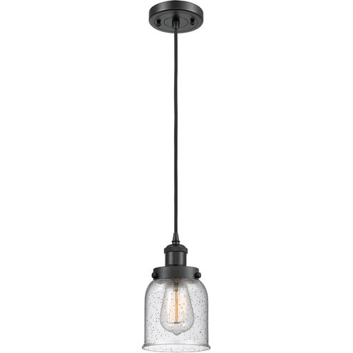 Ballston Small Bell 1 Light 5 inch Matte Black Mini Pendant Ceiling Light in Seedy Glass, Ballston