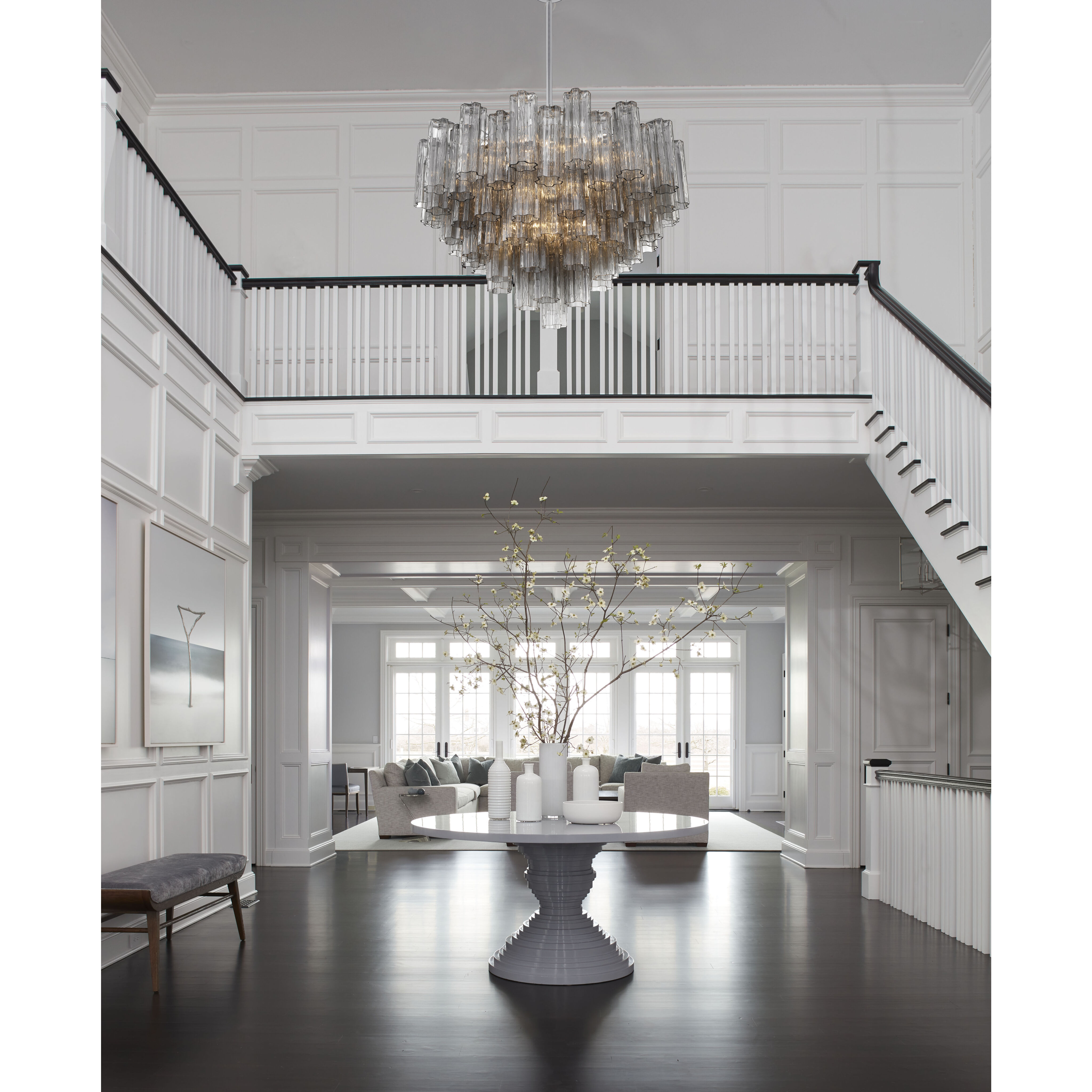 Addis 16 Light 32 inch Polished Chrome Chandelier Ceiling Light in Tronchi Glass Smoke