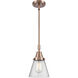 Franklin Restoration Small Cone LED 6 inch Antique Copper Mini Pendant Ceiling Light in Seedy Glass