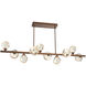 Gem LED Burnished Bronze Linear Multi-Pendant Ceiling Light in 3000K LED, Amber, Twisted Branch