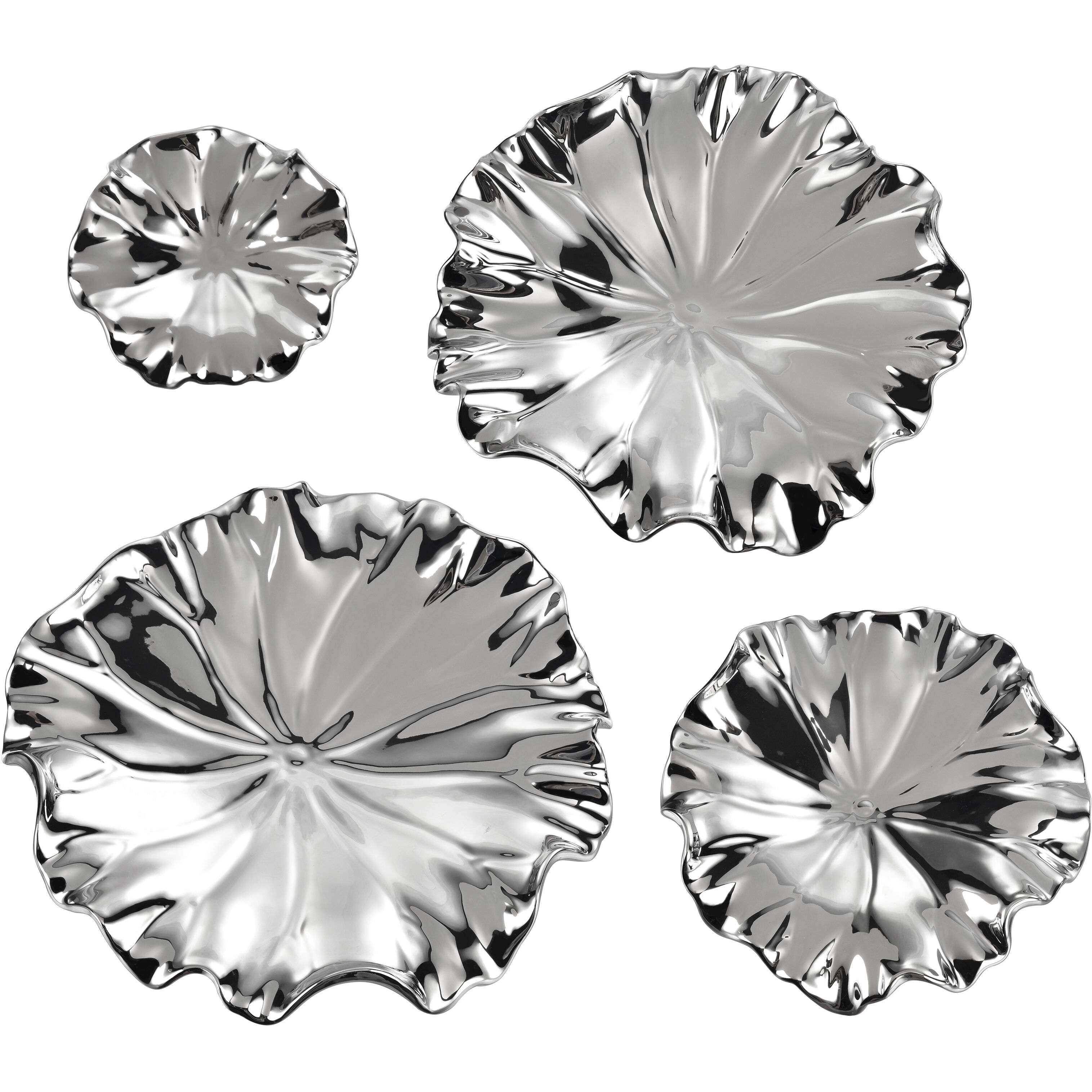 Petal Silver Dimensional Wall Art, Set of 4