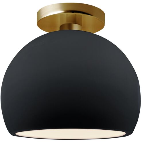 Radiance LED 7 inch Gloss Black and Matte White and Brushed Brass Semi Flush Ceiling Light