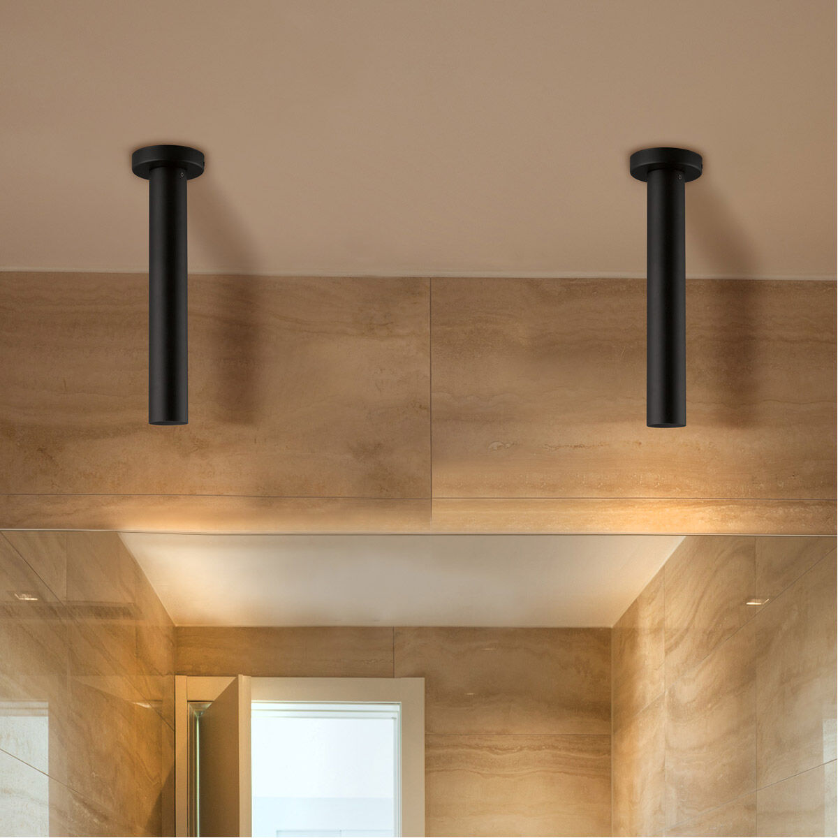 Tortoreto LED 2.36 inch Matte Black Tubular Flush Mount Ceiling Light