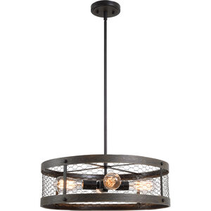 Cozy 4 Light 22 inch Wood And Oil Rubbed Bronze Pendant Ceiling Light