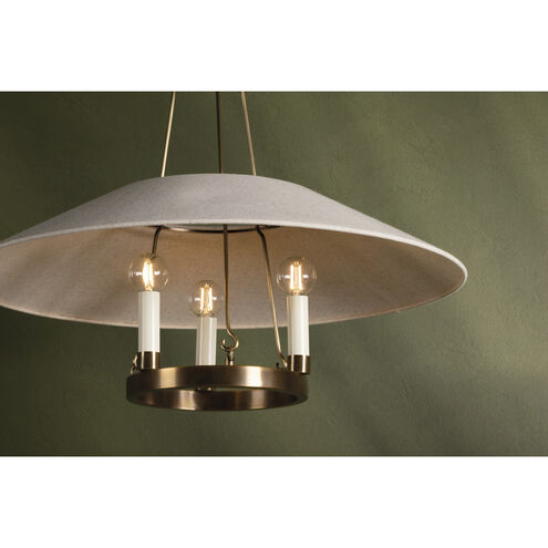 Archive 3 Light 25 inch Patina Brass Chandelier Ceiling Light