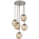 Aster 5 Light 24.3 inch Beige Silver Multi-Pendant Ceiling Light in Bronze, Oval Chain