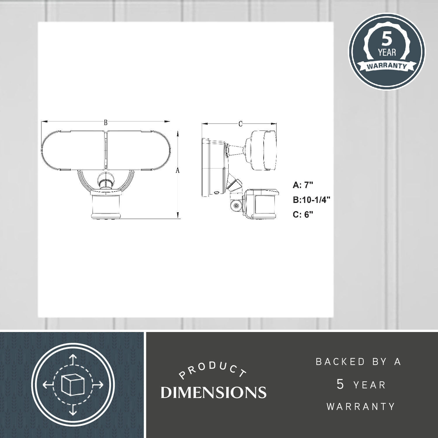 Lambda LED 7 inch Bronze Outdoor Security