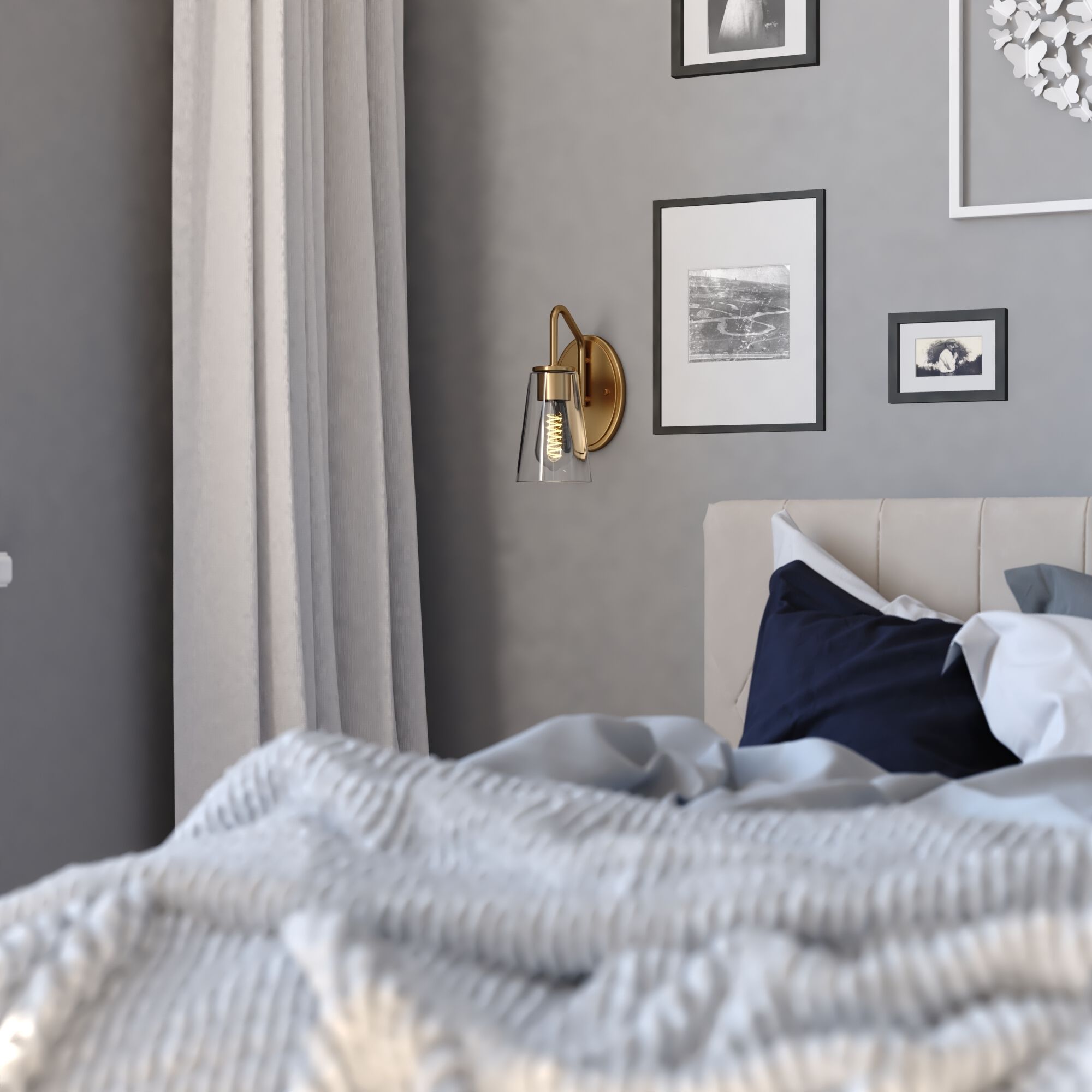 Beverly LED 7.75 inch Muted Brass Bathroom Light Wall Light in 1