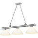 Cordon 3 Light 57.25 inch Brushed Nickel Billiard Ceiling Light in White Plastic