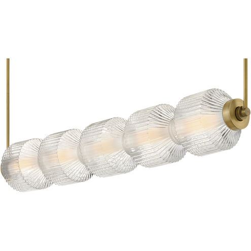 Reign LED 46.75 inch Lacquered Brass Chandelier Ceiling Light, Linear & Oval