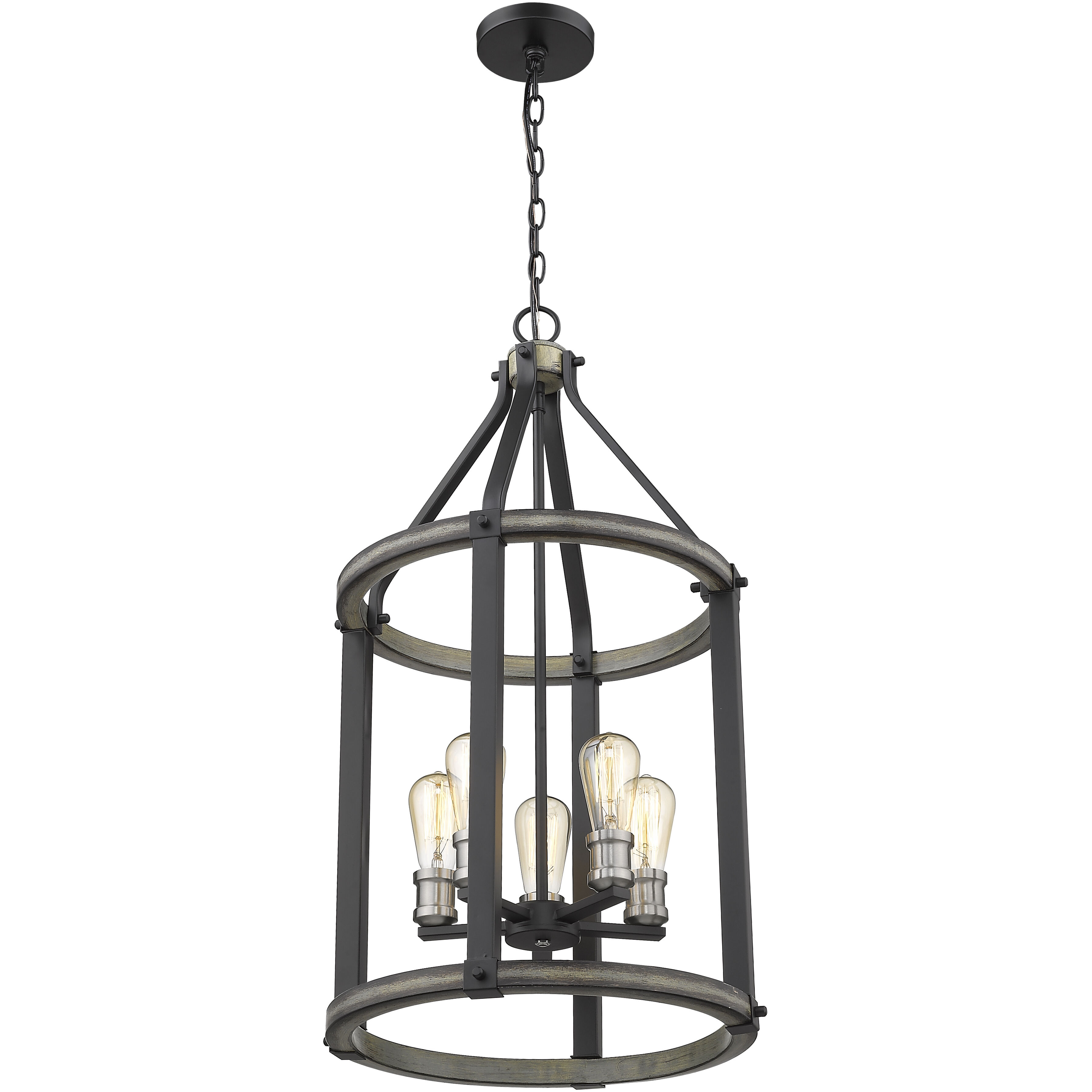 Kirkland 5 Light 16 inch Ashen Barnboard Chandelier Ceiling Light