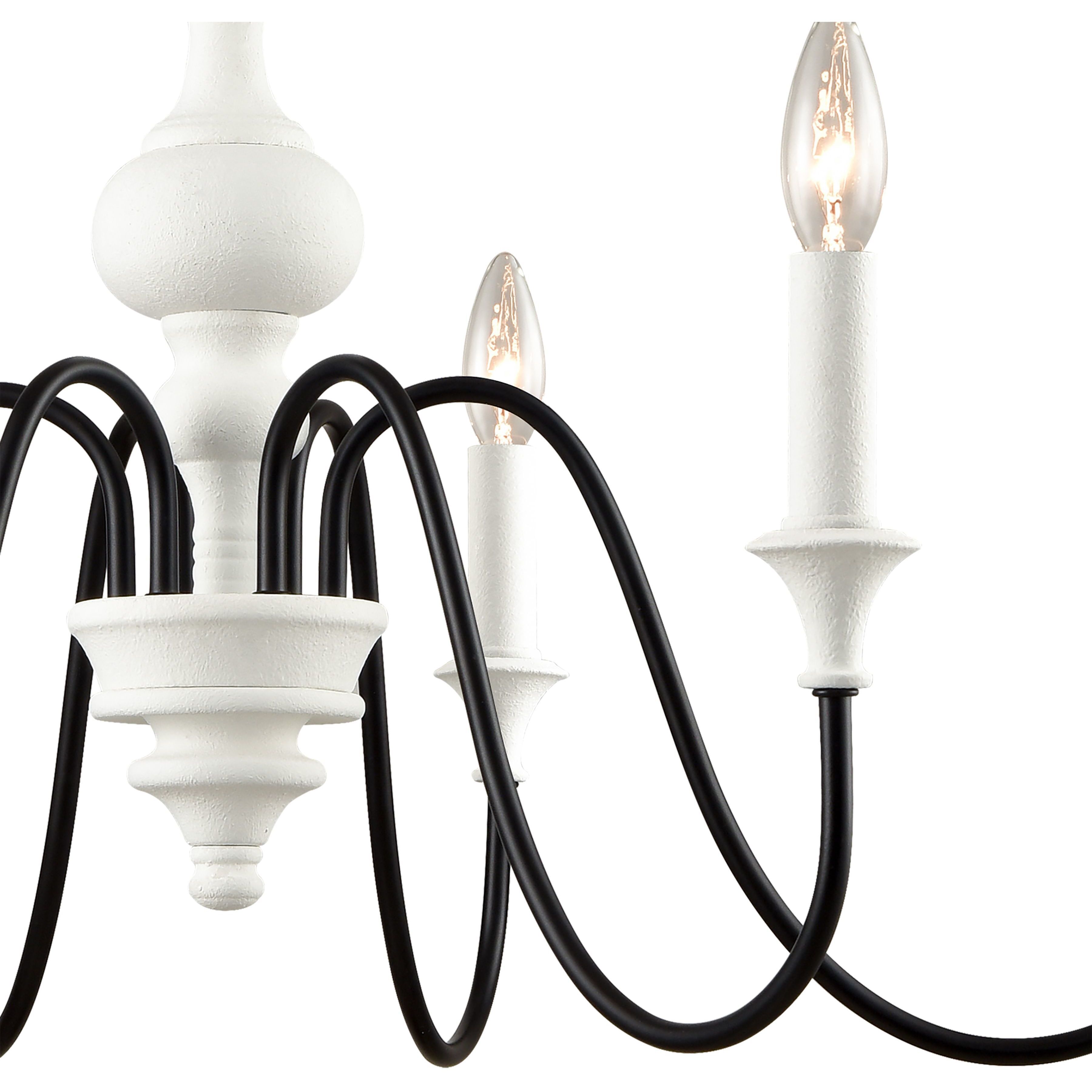 Val de Loire 6 Light 28 inch Textured White with Black Chandelier Ceiling Light