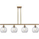 Ballston Athens LED 48 inch Brushed Brass Island Light Ceiling Light in Clear Glass, Ballston