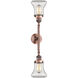 Franklin Restoration Bellmont 2 Light 17 inch Antique Copper Bath Vanity Light Wall Light in Clear Glass, Franklin Restoration