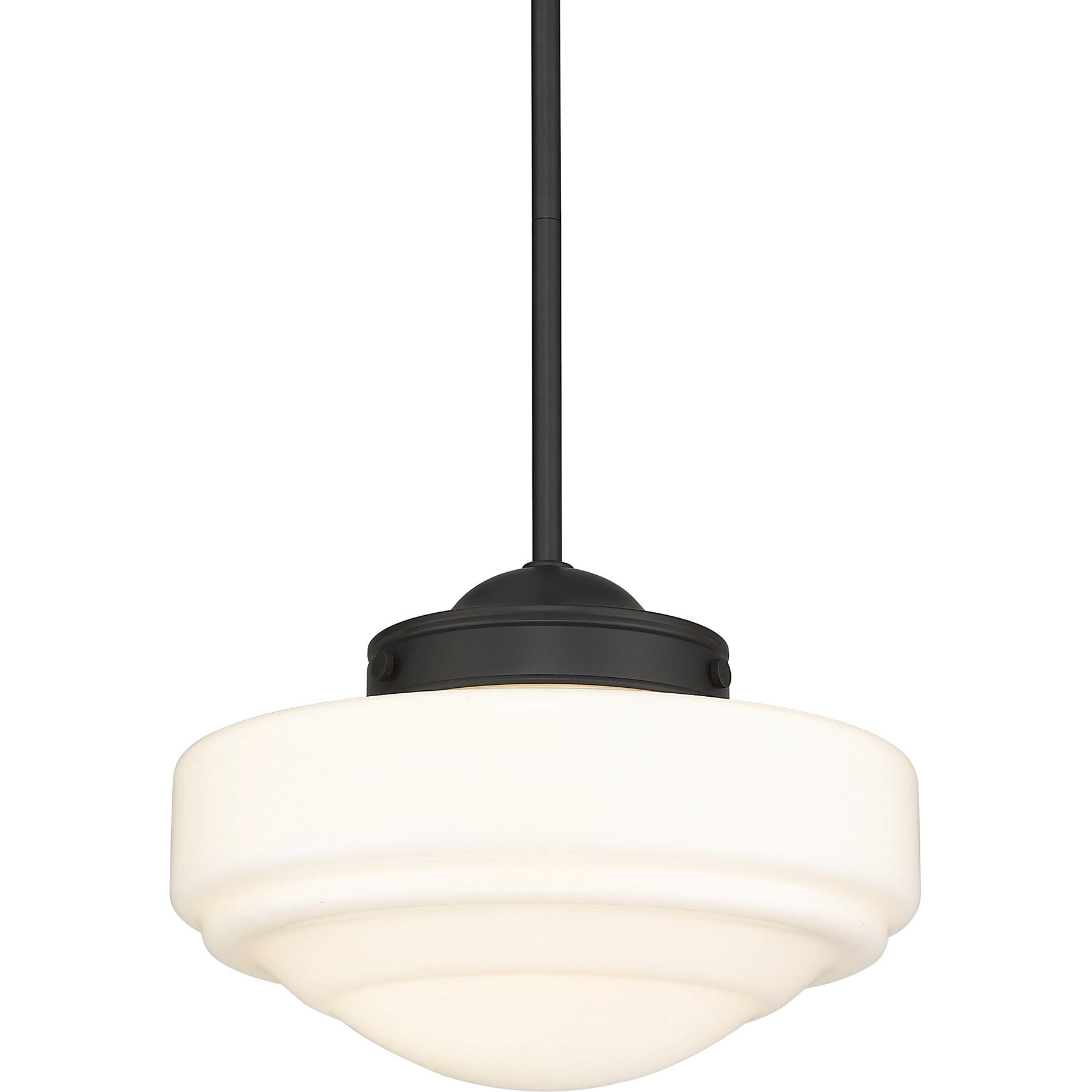 Ingalls 1 Light 12 inch Matte Black Pendant Ceiling Light in Vintage Milk Glass, Medium