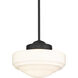 Ingalls 1 Light 12 inch Matte Black Pendant Ceiling Light in Vintage Milk Glass, Medium
