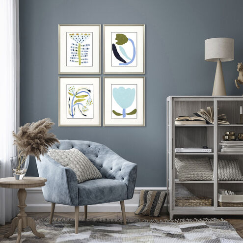 Florals Blue and Green and Multi and White Framed Art