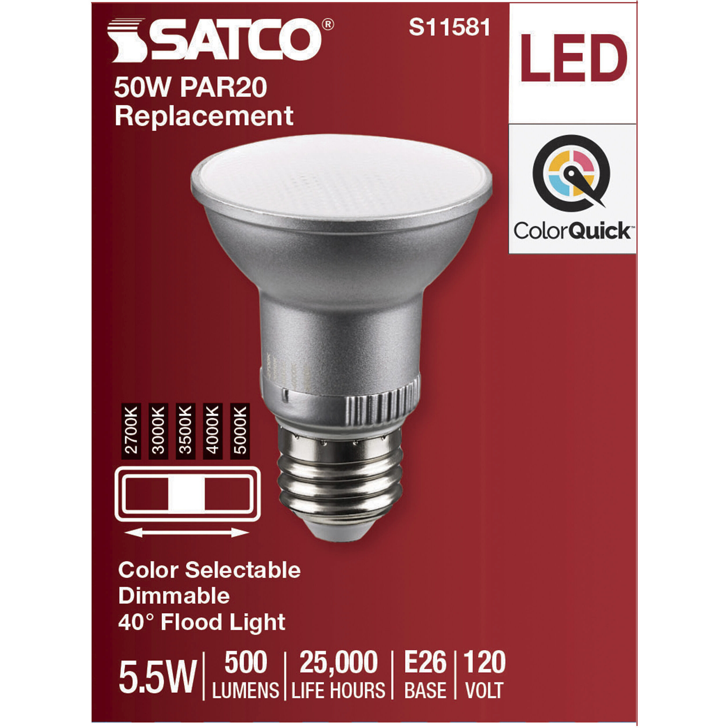 Satco S11581 5.5W PAR20 LED Bulb