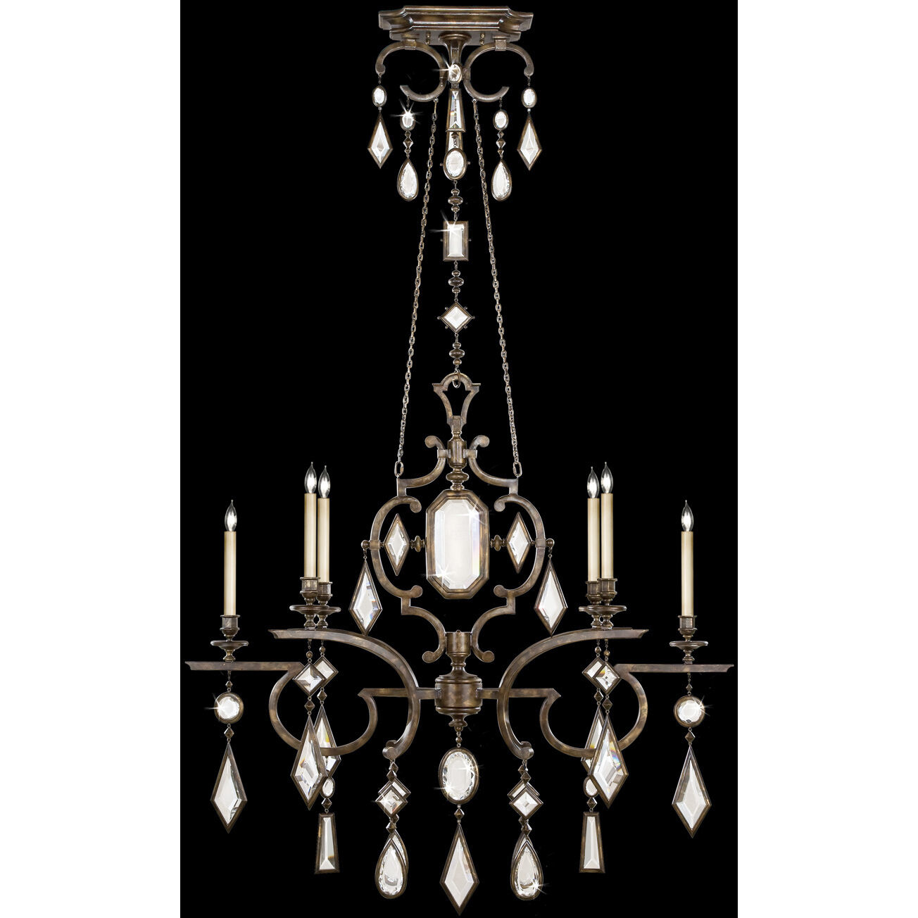 Encased Gems 6 Light 50 inch Bronze Chandelier Ceiling Light in Clear Crystal