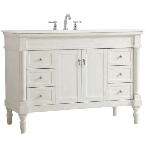 Lexington 48 X 21.5 X 35 inch Antique White Vanity Sink Set