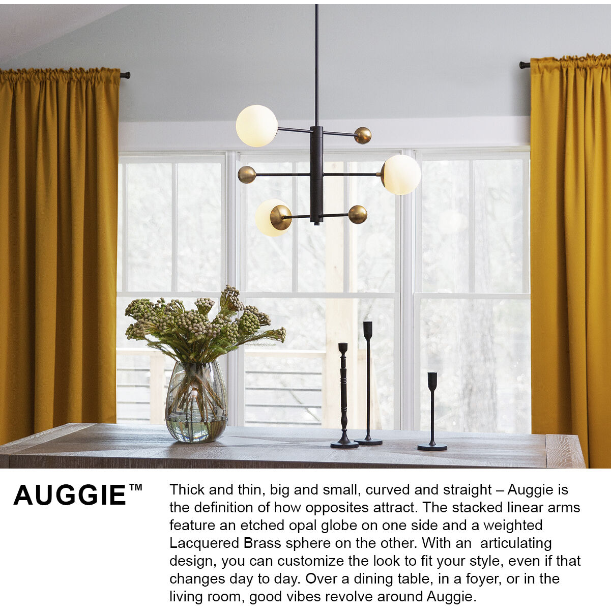 Auggie LED 31 inch Black Chandelier Ceiling Light